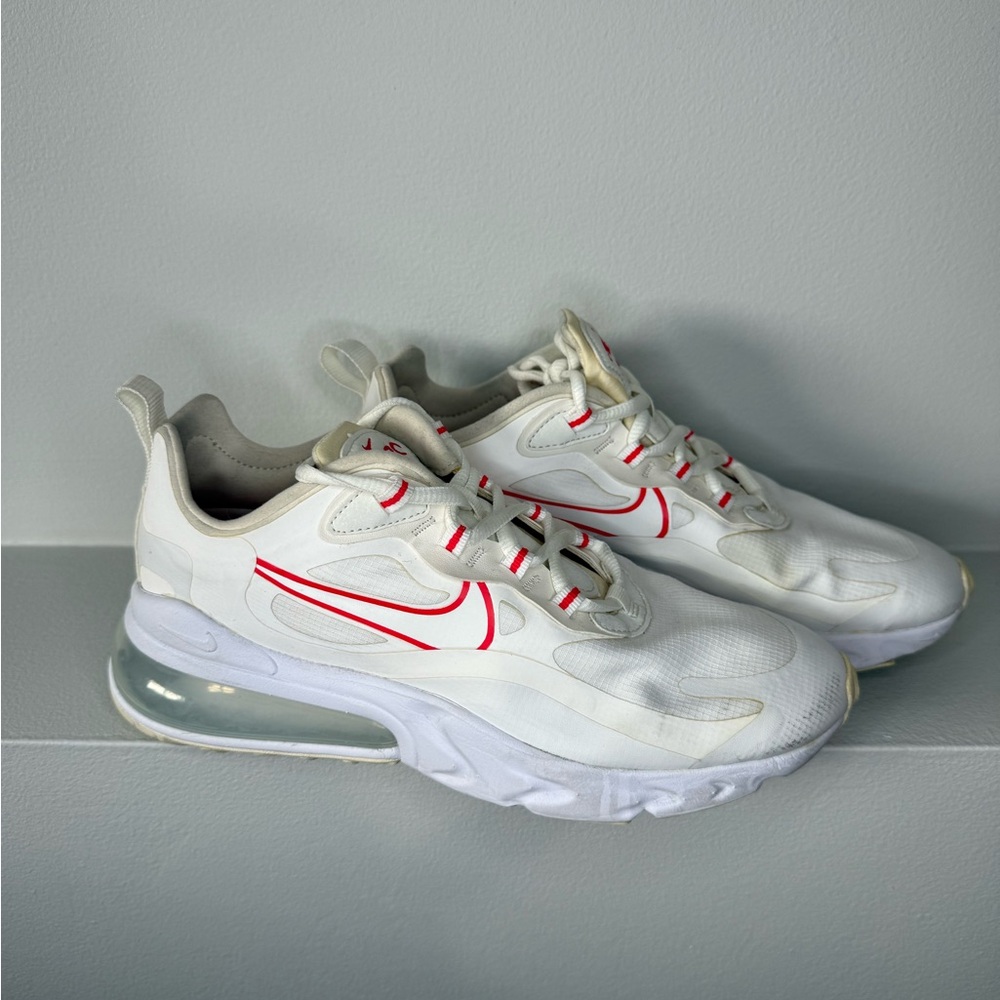 Nike air max 270 react summit white - White and Red Athletic Sneakers